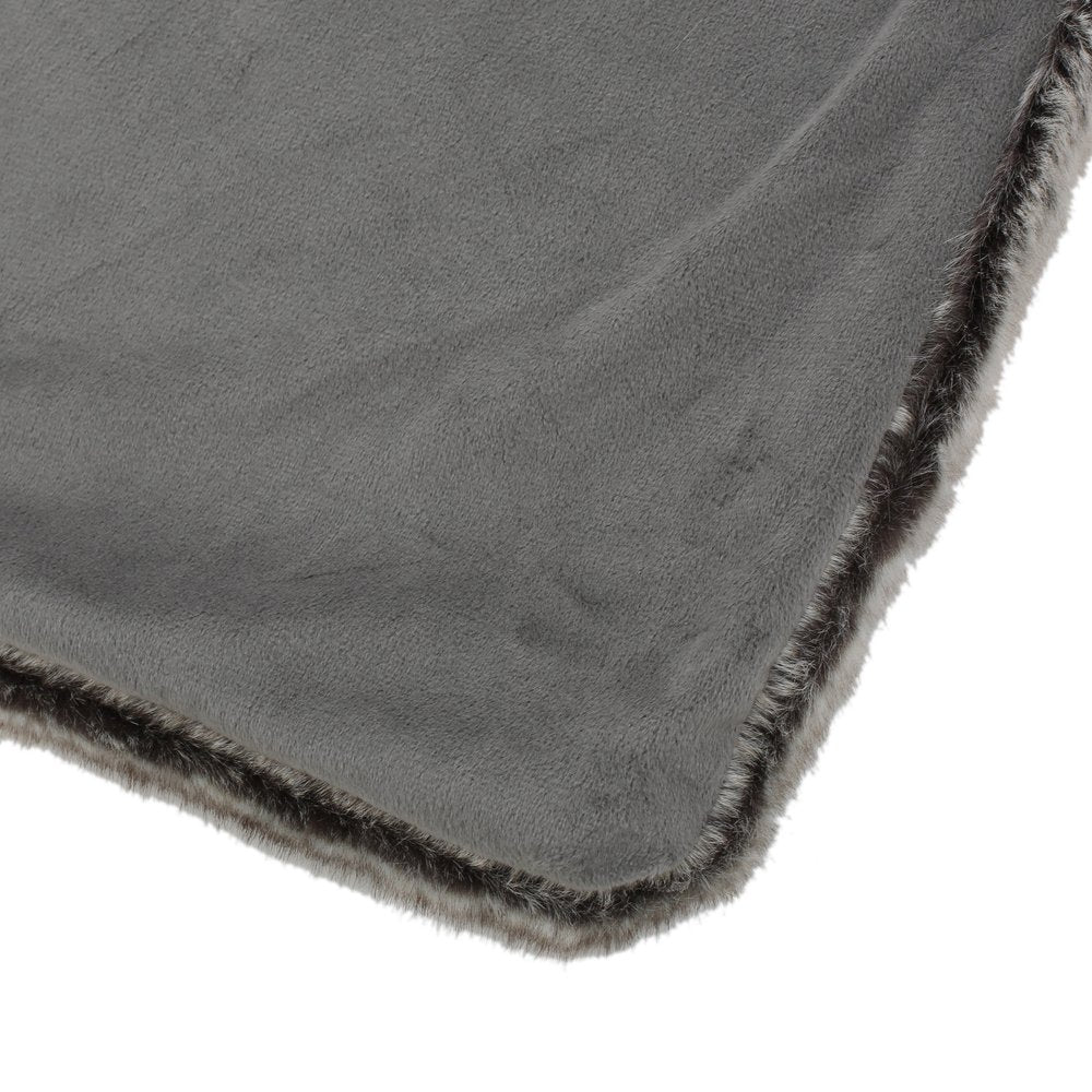 50" X 60" Brown Faux Fur Woven Plush Throw Blanket