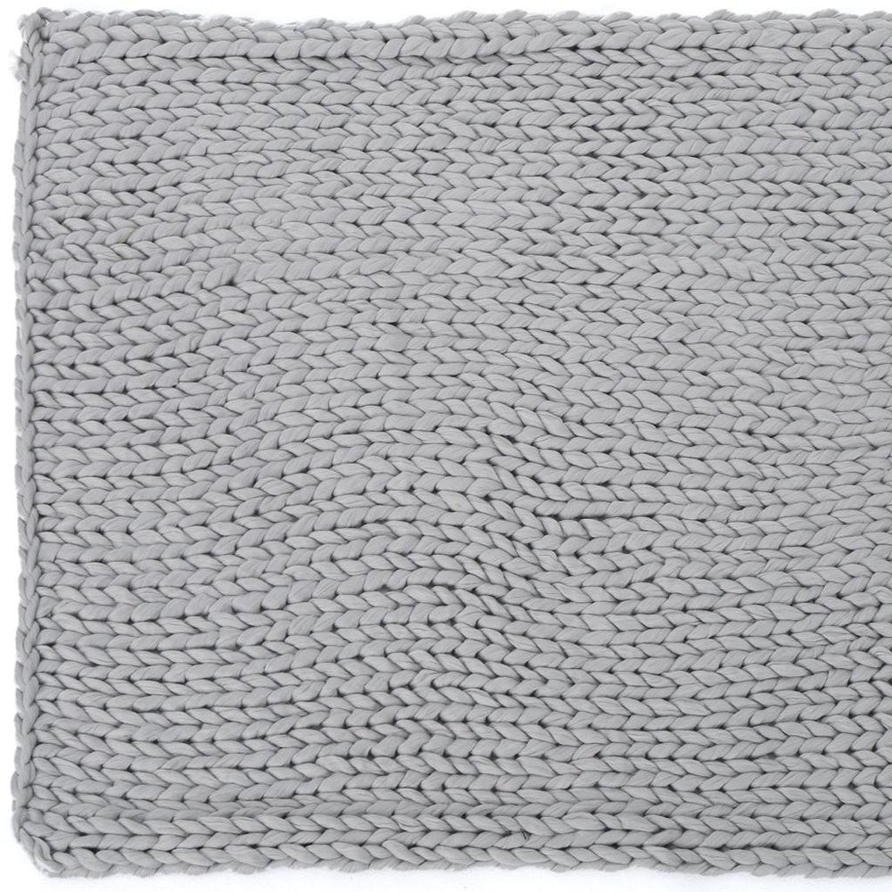 50" X 60" Light Gray Wool Acrylic Blend Knitted Plush Throw Blanket