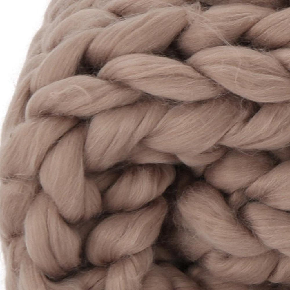 50" X 60" Brown Wool Acrylic Blend Knitted Plush Throw Blanket