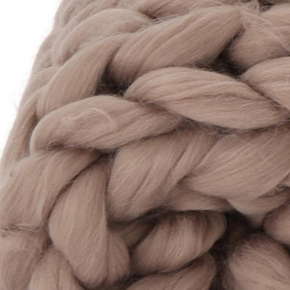 50" X 60" Brown Wool Acrylic Blend Knitted Plush Throw Blanket