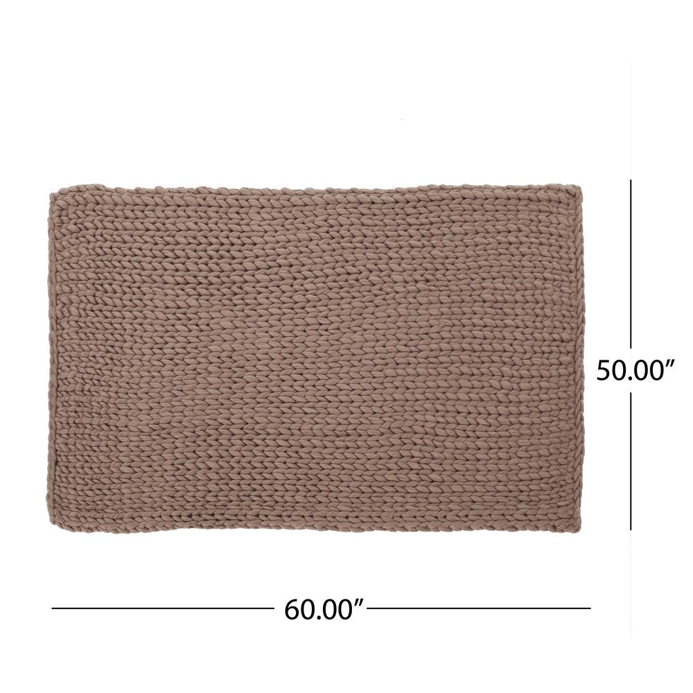 50" X 60" Brown Wool Acrylic Blend Knitted Plush Throw Blanket