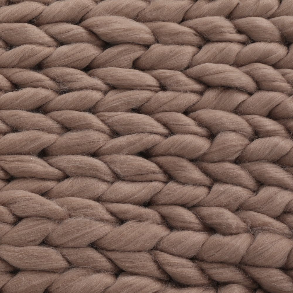 50" X 60" Brown Wool Acrylic Blend Knitted Plush Throw Blanket