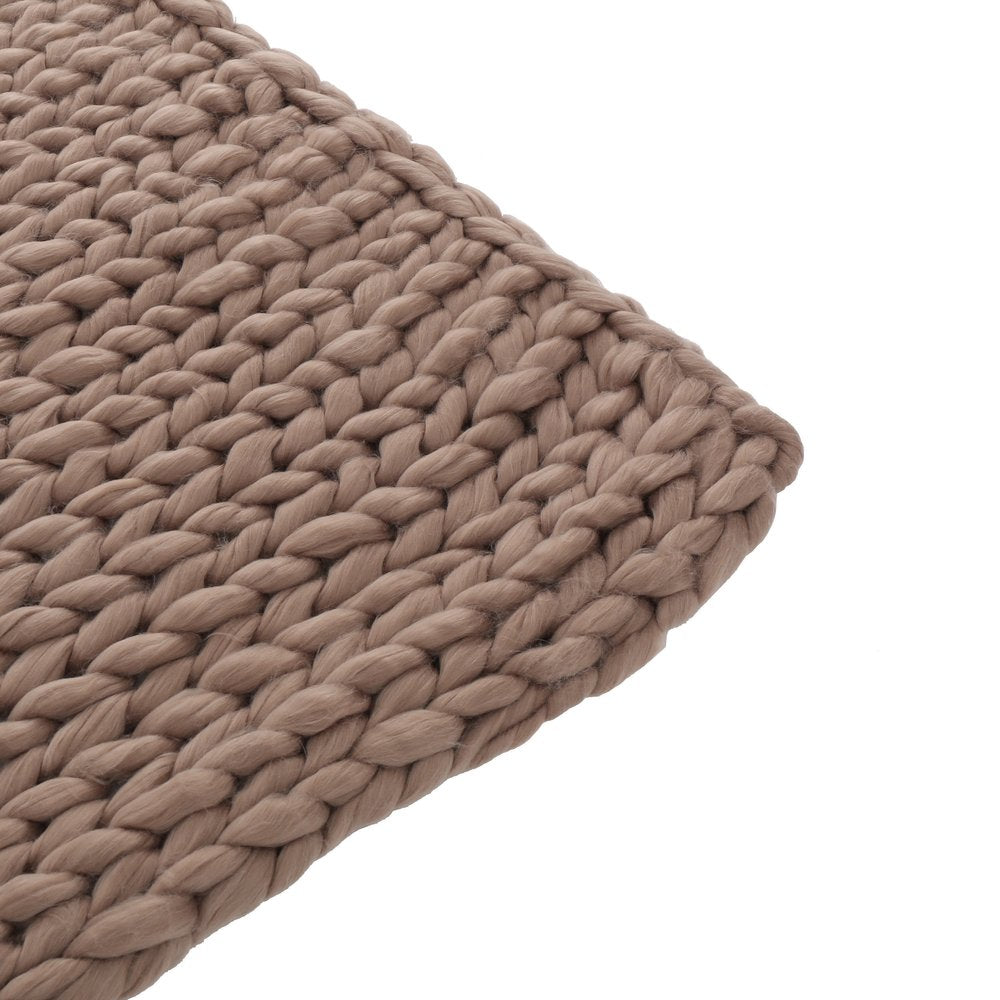 50" X 60" Brown Wool Acrylic Blend Knitted Plush Throw Blanket
