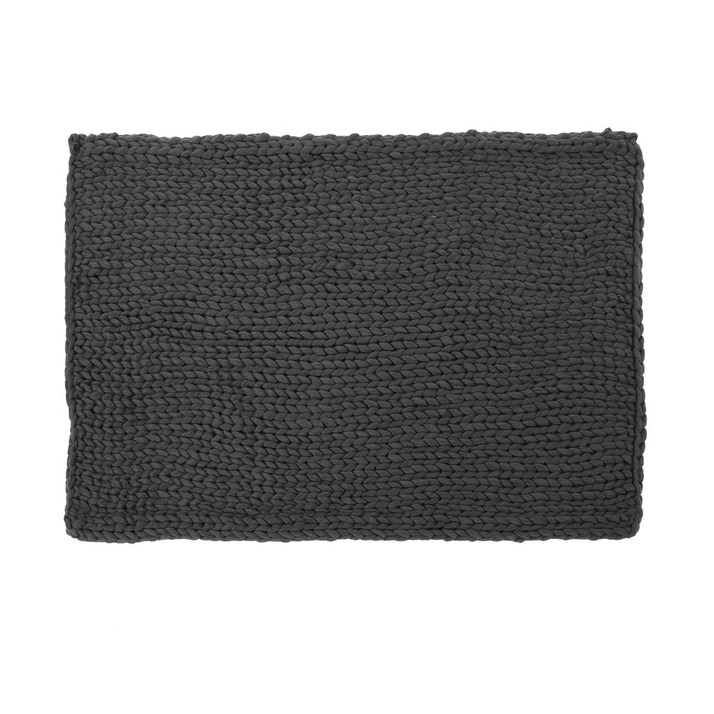 50" X 60" Dark Gray Wool Acrylic Blend Knitted Plush Throw Blanket