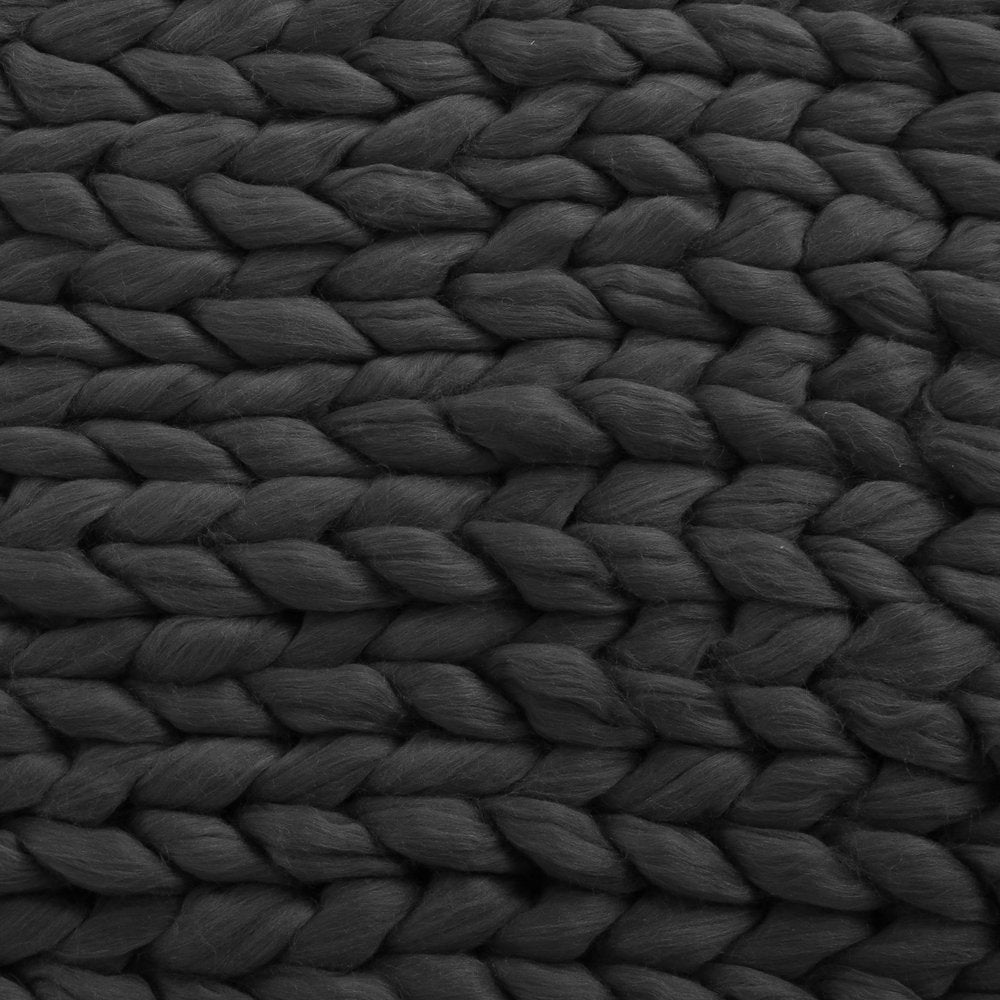 50" X 60" Dark Gray Wool Acrylic Blend Knitted Plush Throw Blanket