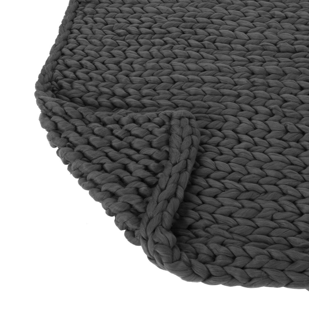 50" X 60" Dark Gray Wool Acrylic Blend Knitted Plush Throw Blanket