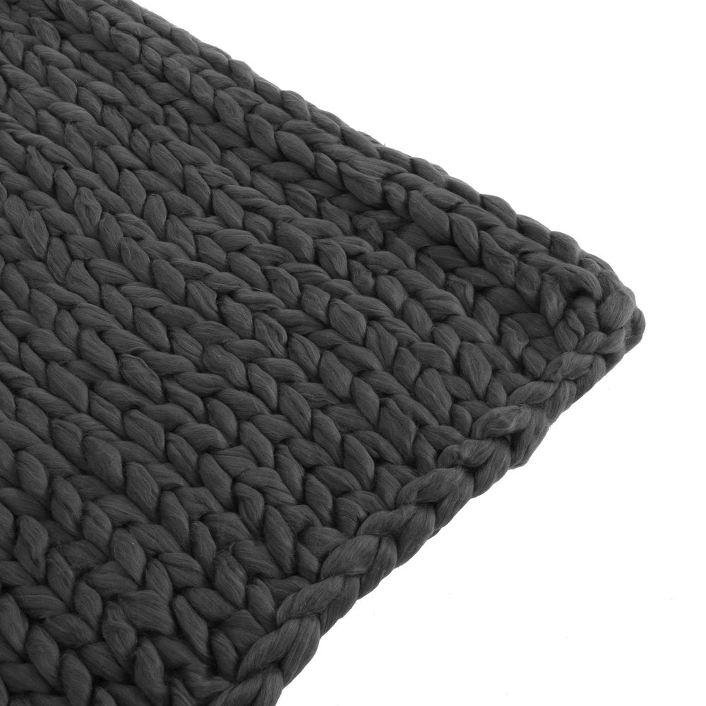 50" X 60" Dark Gray Wool Acrylic Blend Knitted Plush Throw Blanket
