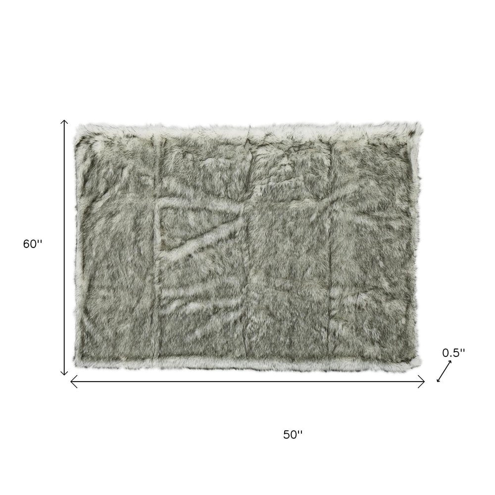 50" X 60" Gray Faux Fur Woven Plush Throw Blanket