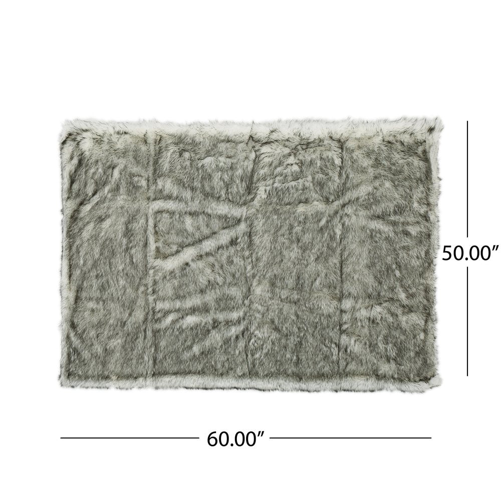 50" X 60" Gray Faux Fur Woven Plush Throw Blanket