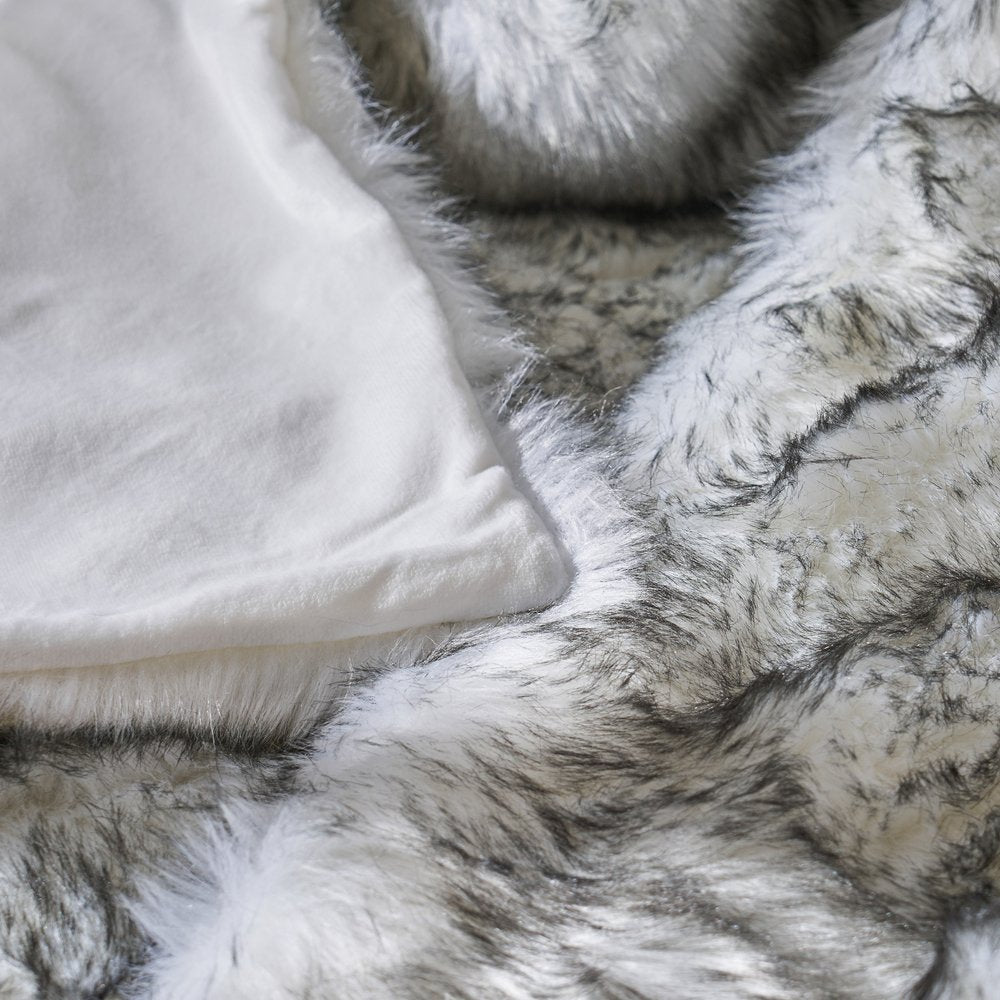 50" X 60" Gray Faux Fur Woven Plush Throw Blanket