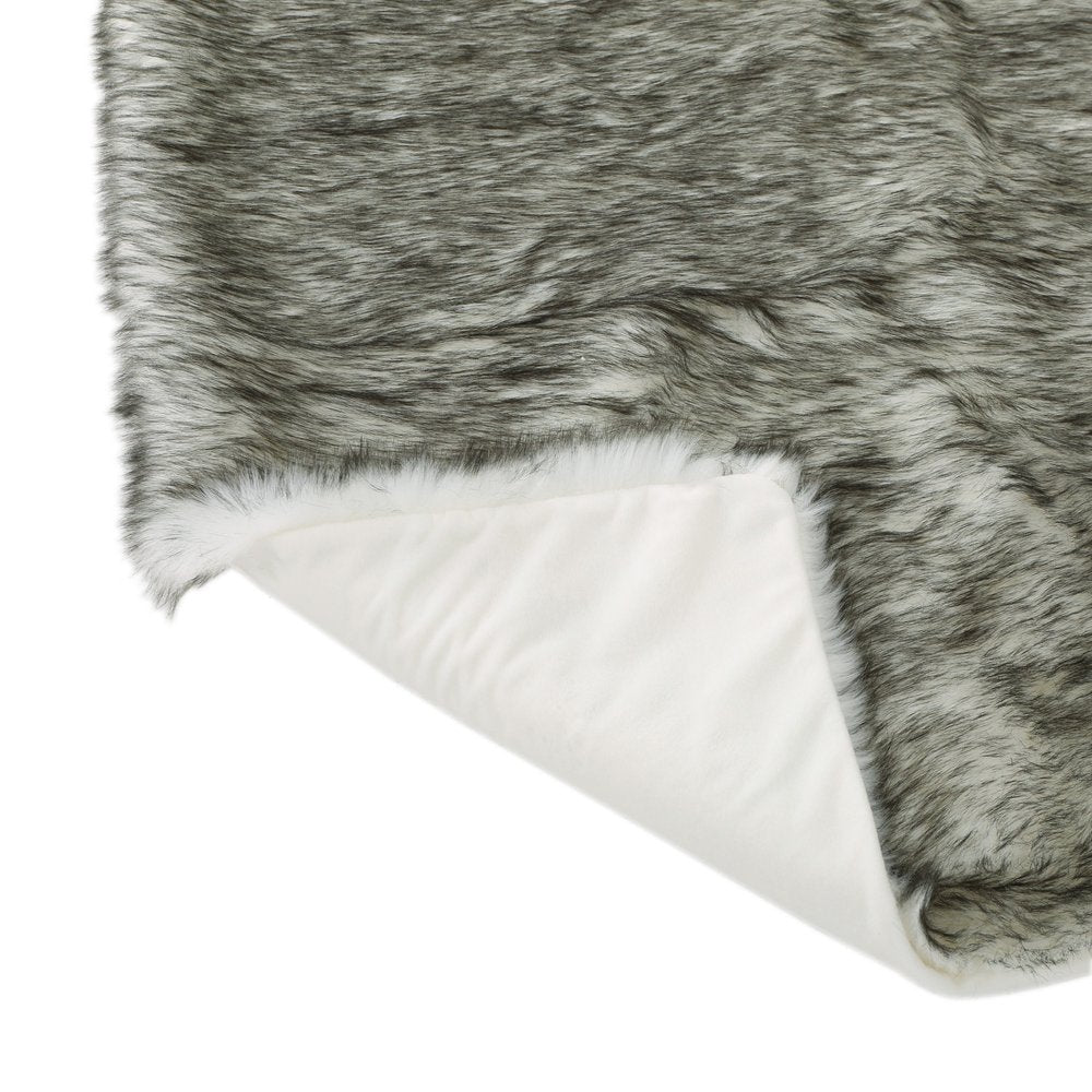 50" X 60" Gray Faux Fur Woven Plush Throw Blanket