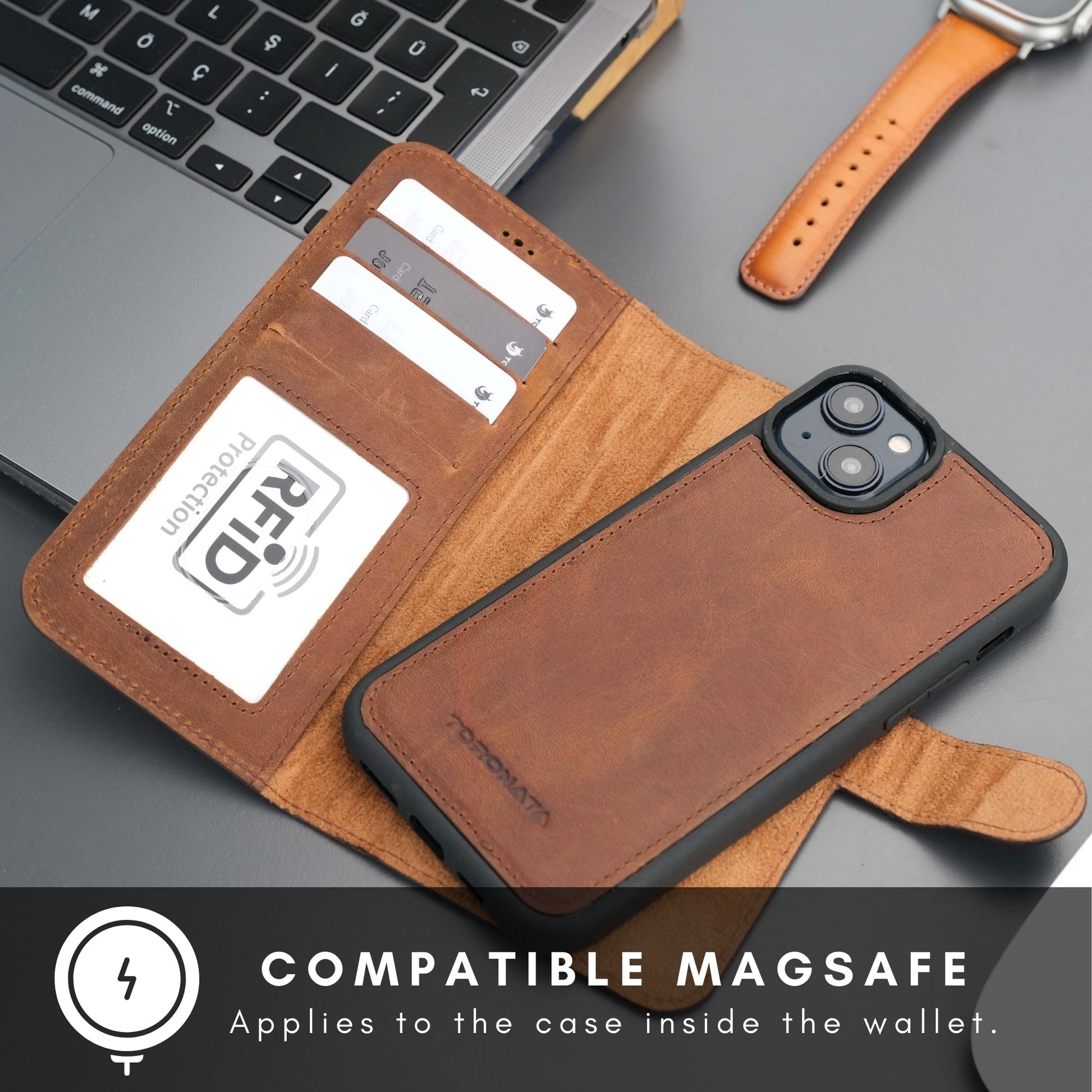 Casper Leather iPhone 14 Plus Wallet Case | MagSafe