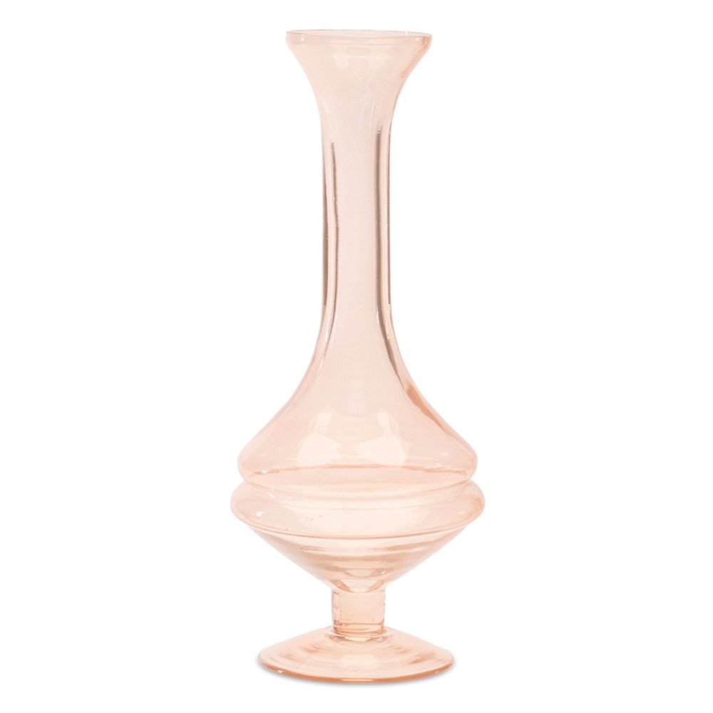 Set of Two Pink Glass Trumpet Table Vases