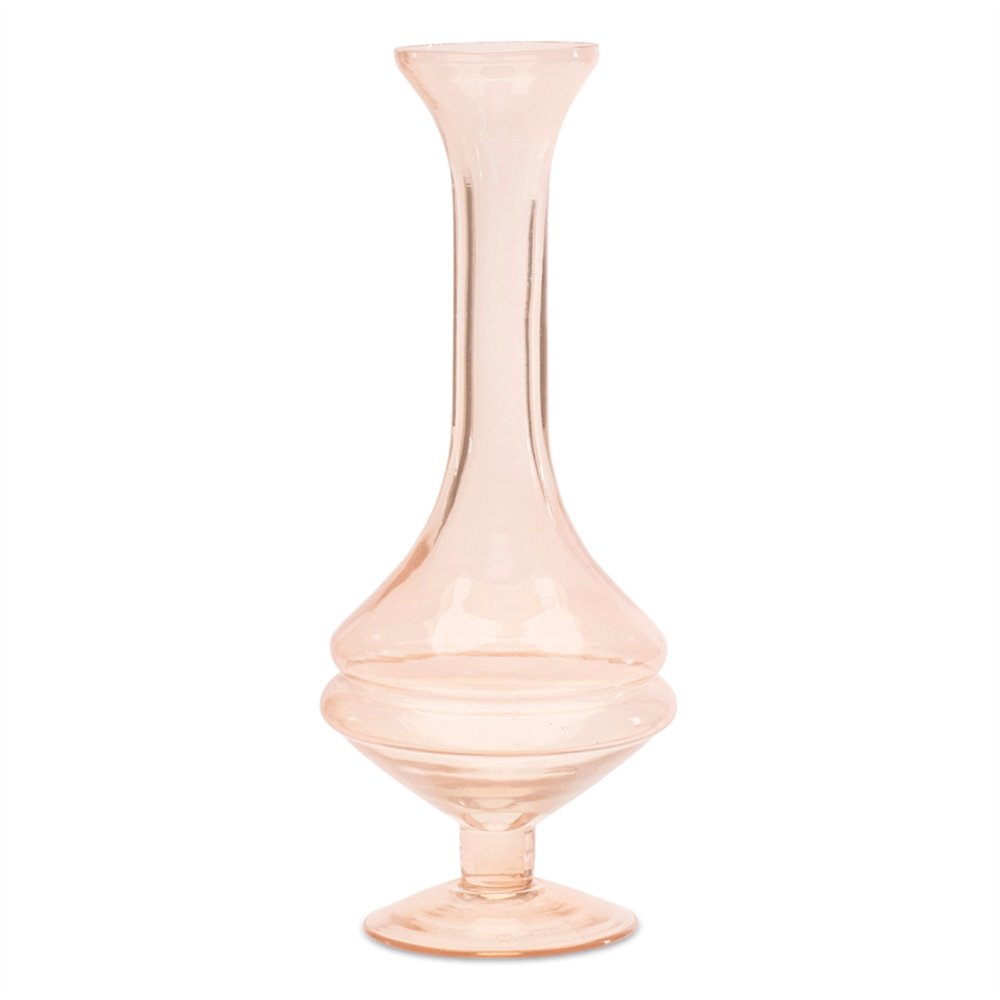 Set of Two Pink Glass Trumpet Table Vases