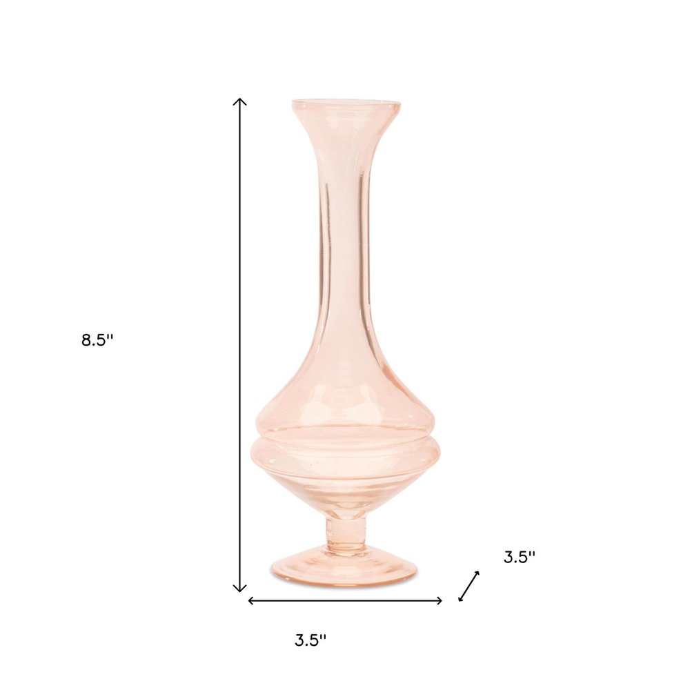 Set of Two Pink Glass Trumpet Table Vases