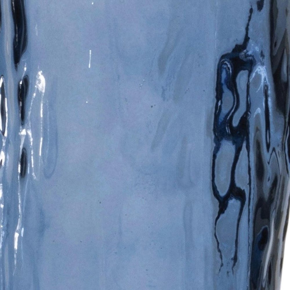 Set of Two Blue Glass Wavy Table Vases