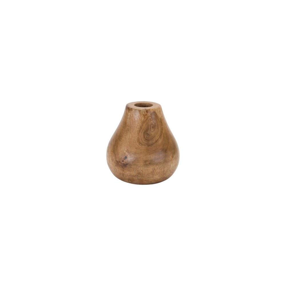 Set of Three Natural Wood Bud Table Vases