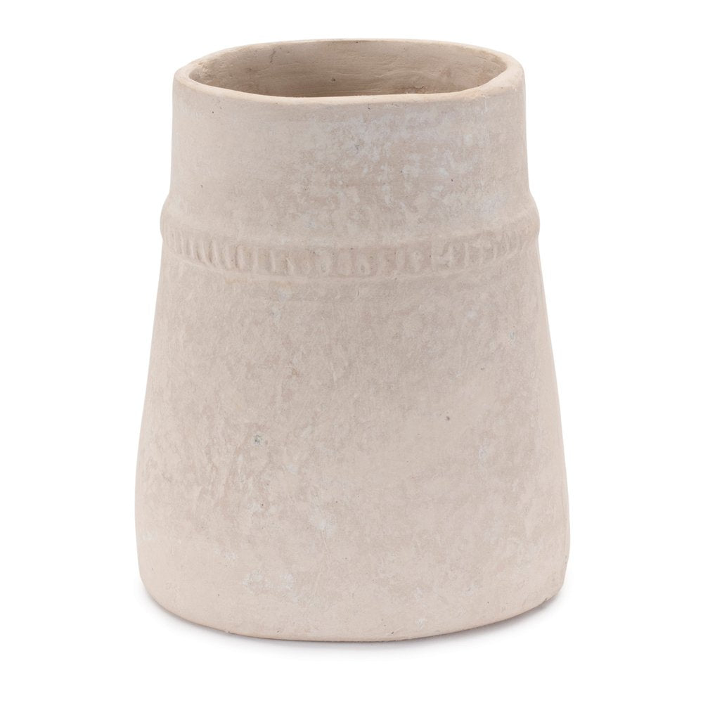 7" Beige Resin Round Table Vase