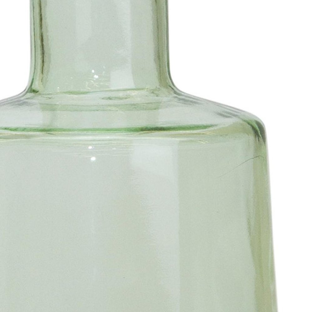Set of Two Green Glass Round Table Vases
