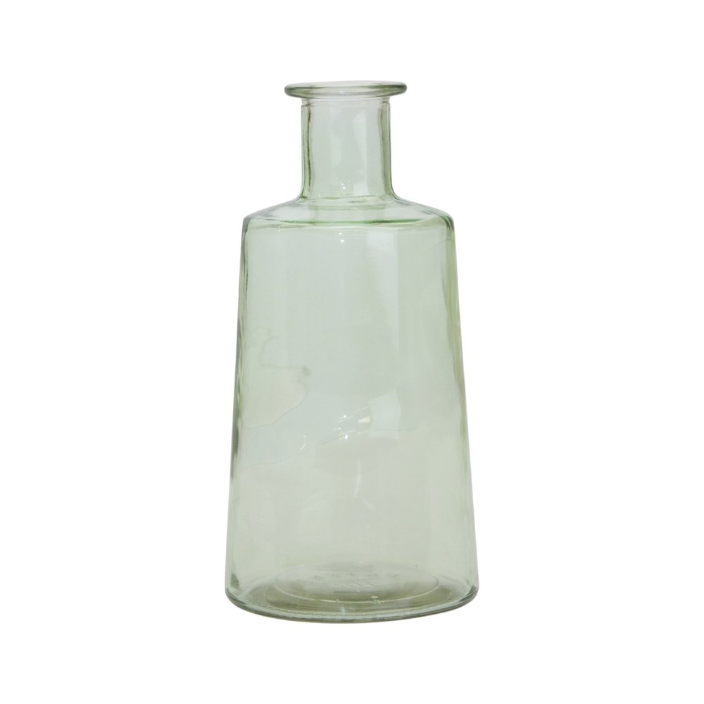 Set of Two Green Glass Round Table Vases