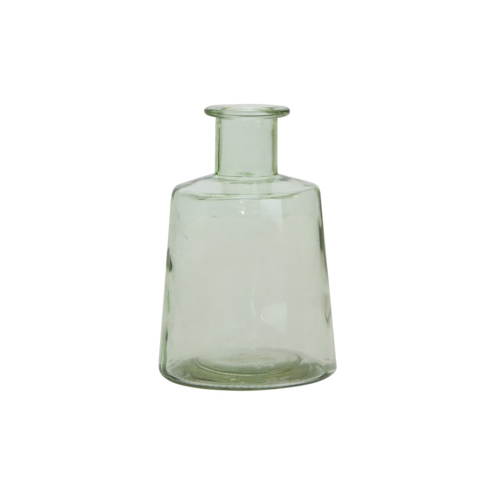 Set of Two Green Glass Round Table Vases