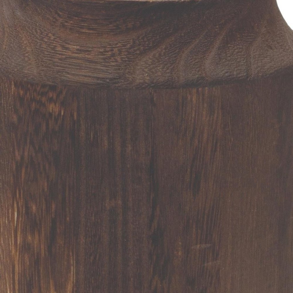 9" Brown And Sage Glass Round Table Vase With Woods