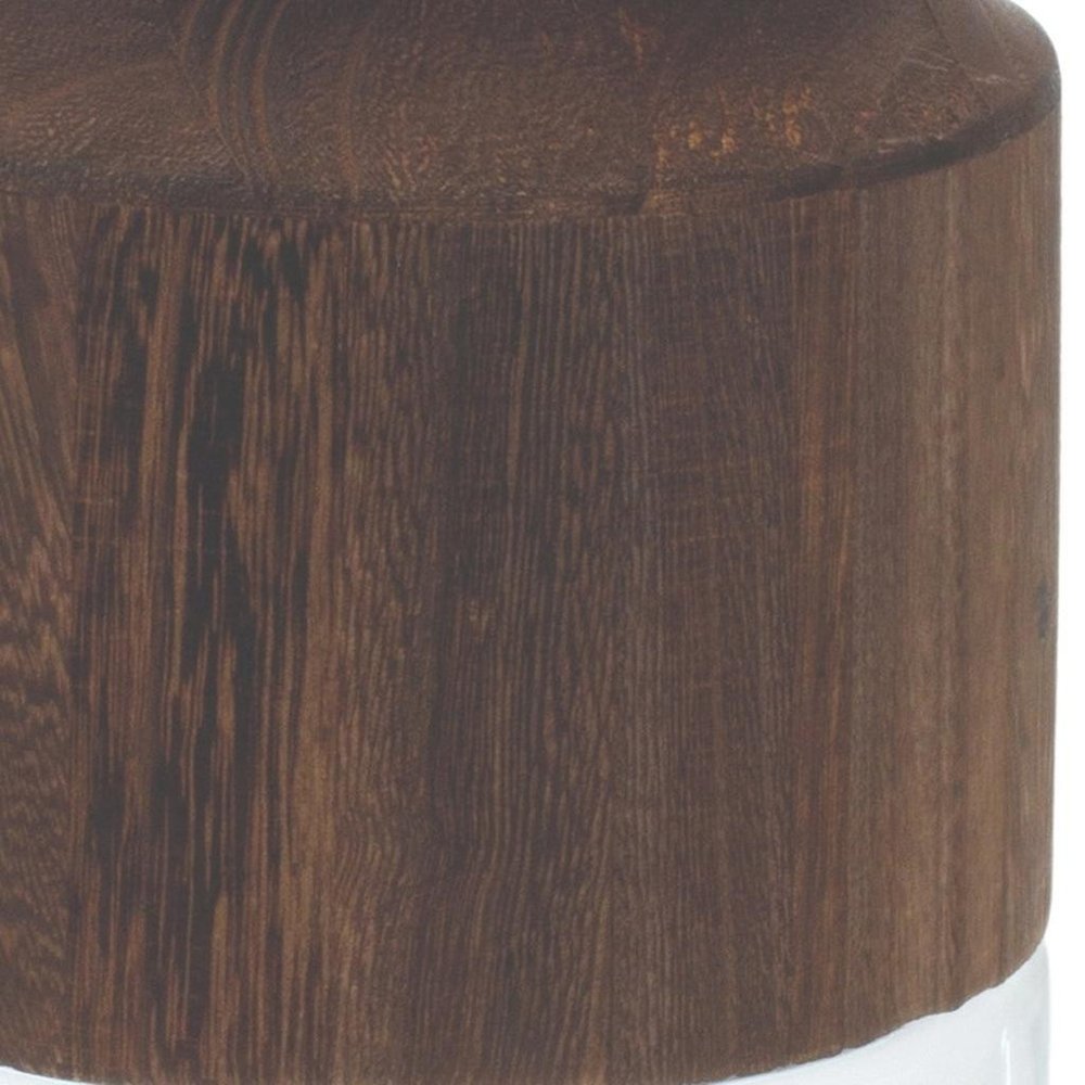 9" Brown And Clear Glass Round Table Vase With Woods