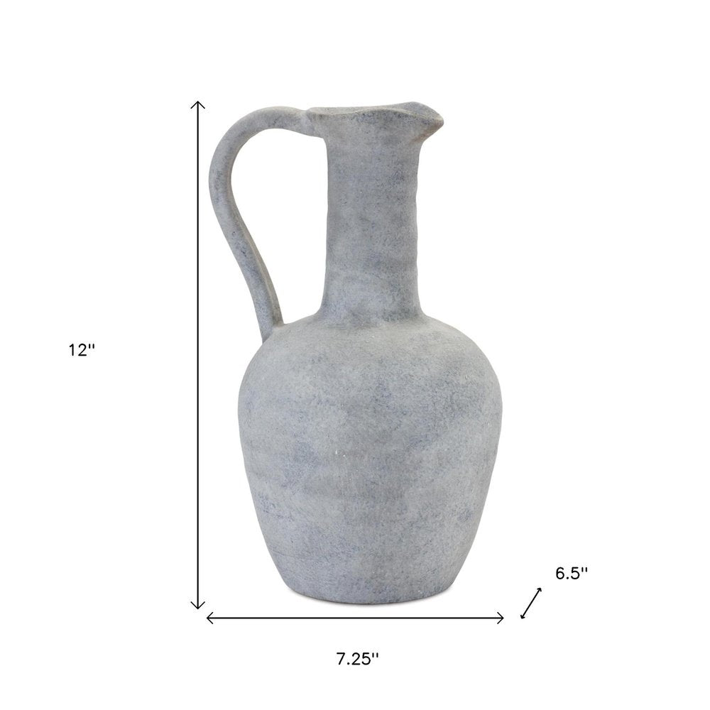 12" Gray Resin Round Jar