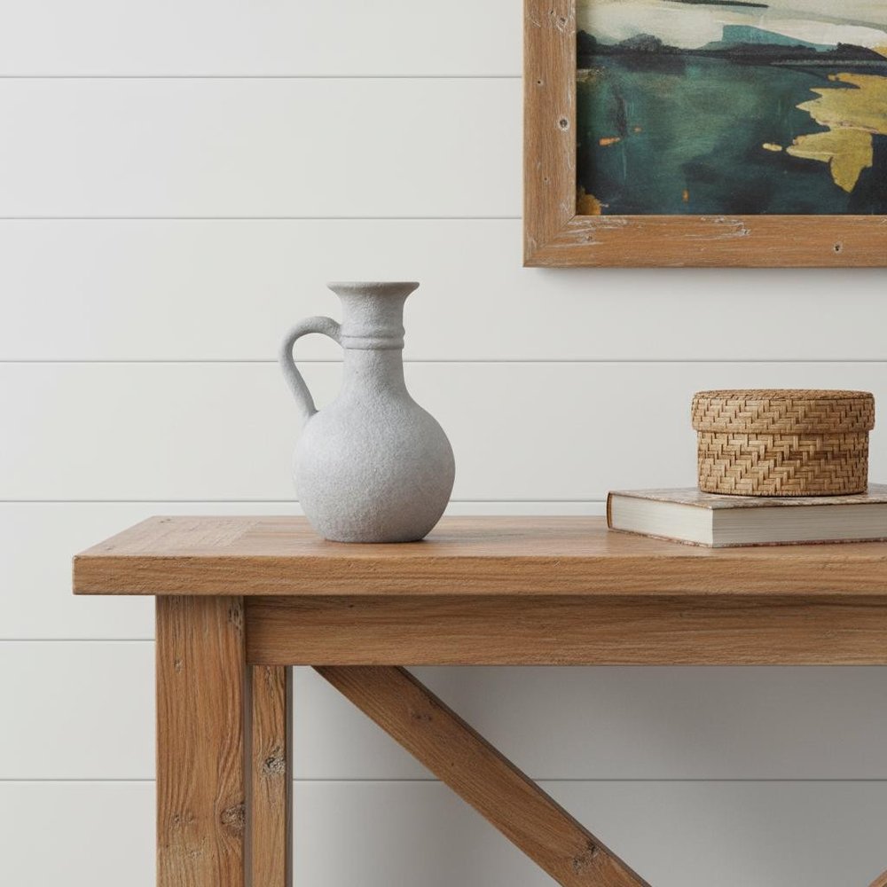 9" Gray Resin Round Jar