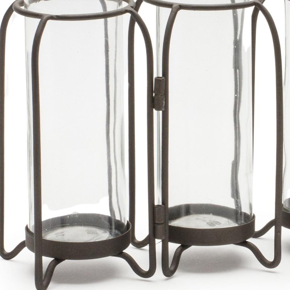 8" Black Metal Round Table Vase