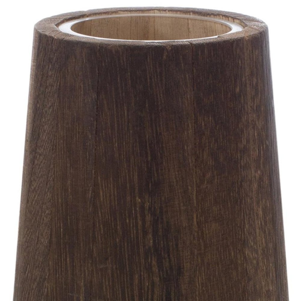 Set of Two Brown And Clear Glass Round Table Vases With Woods