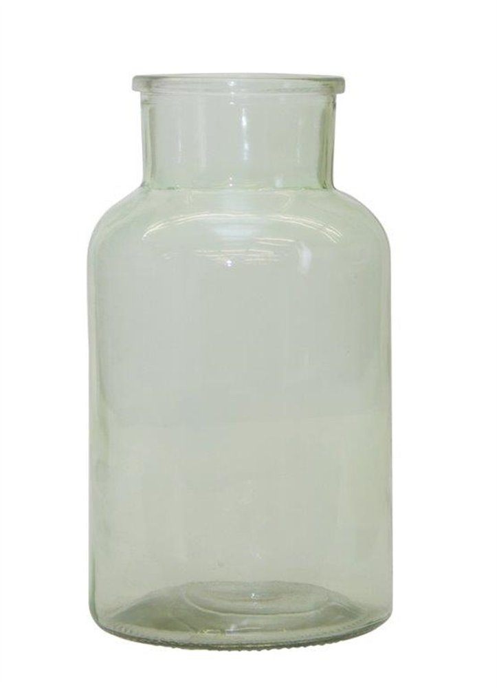 10" Green Glass Round Table Vase