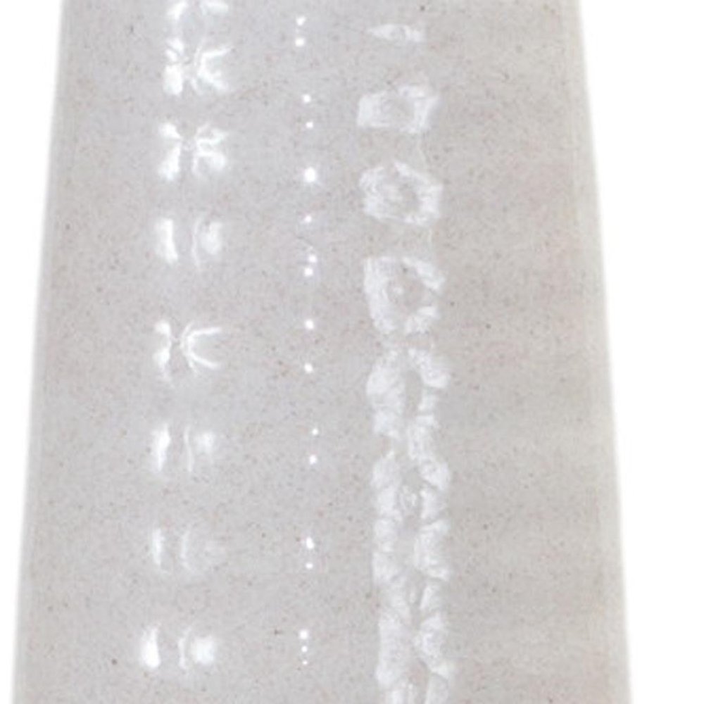 20" White And Sand Round Stoneware Floor Vase