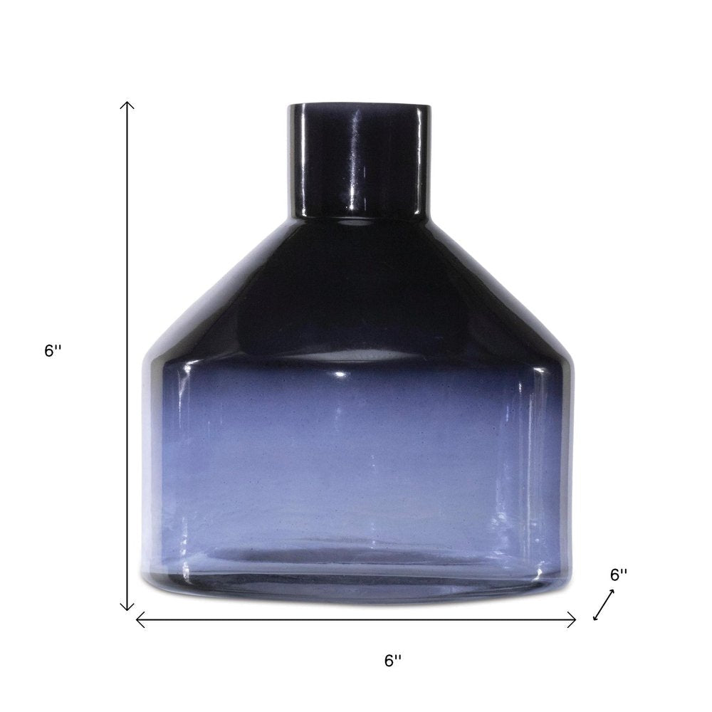 6" Blue Glass Round Table Vase