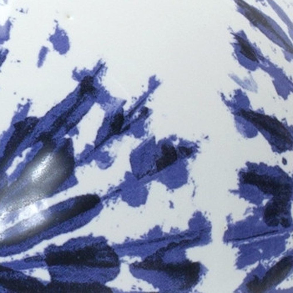 11" White And Blue Ceramic Round Urn