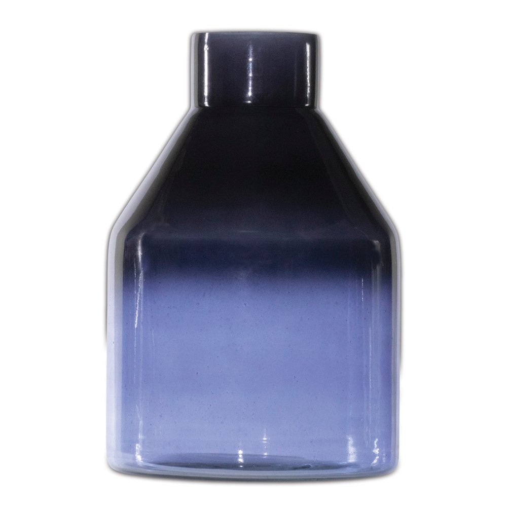 7" Blue Glass Round Table Vase