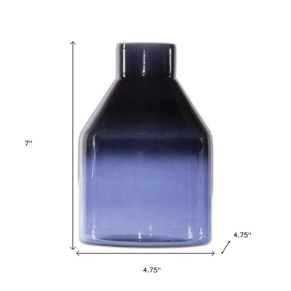 7" Blue Glass Round Table Vase