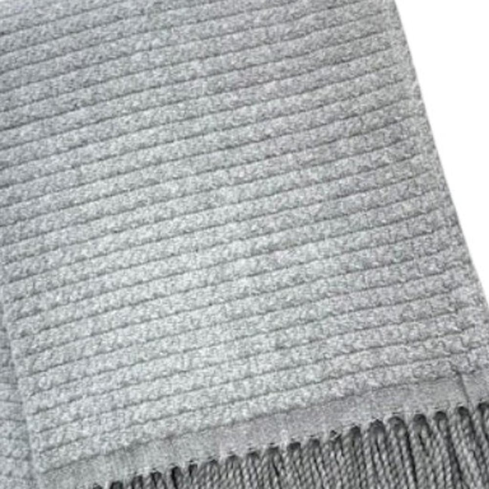 50" X 67" Gray Cotton Blend Woven Throw Blanket with Fringe