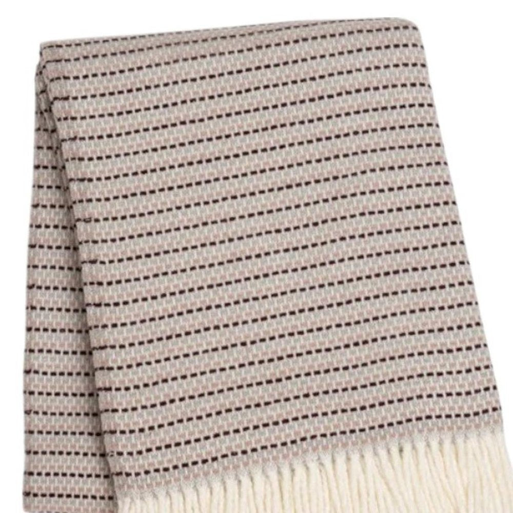 55" X 70" Dusty Rose Cotton Blend Woven Plush Throw Blanket with Fringe