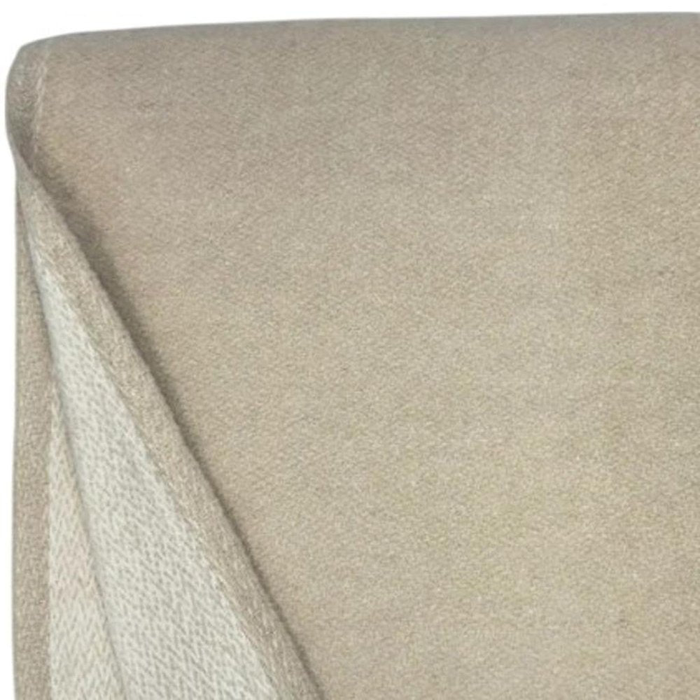 55" X 70" Linen And White Cotton Blend Woven Chevron Plush Throw Blanket with Fringe