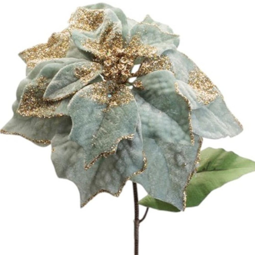 Set of Six 10" Green And Gold Artificial