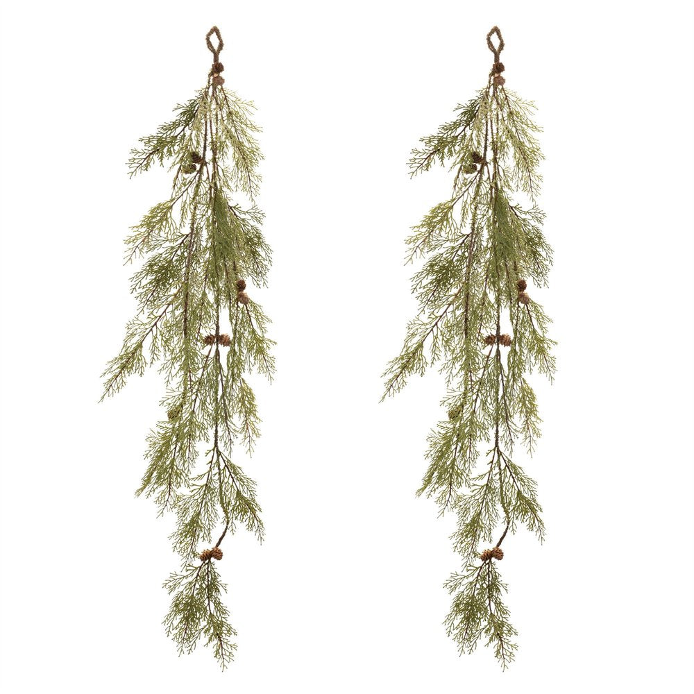 Set of Two 12" Green And Brown Artificial Pine