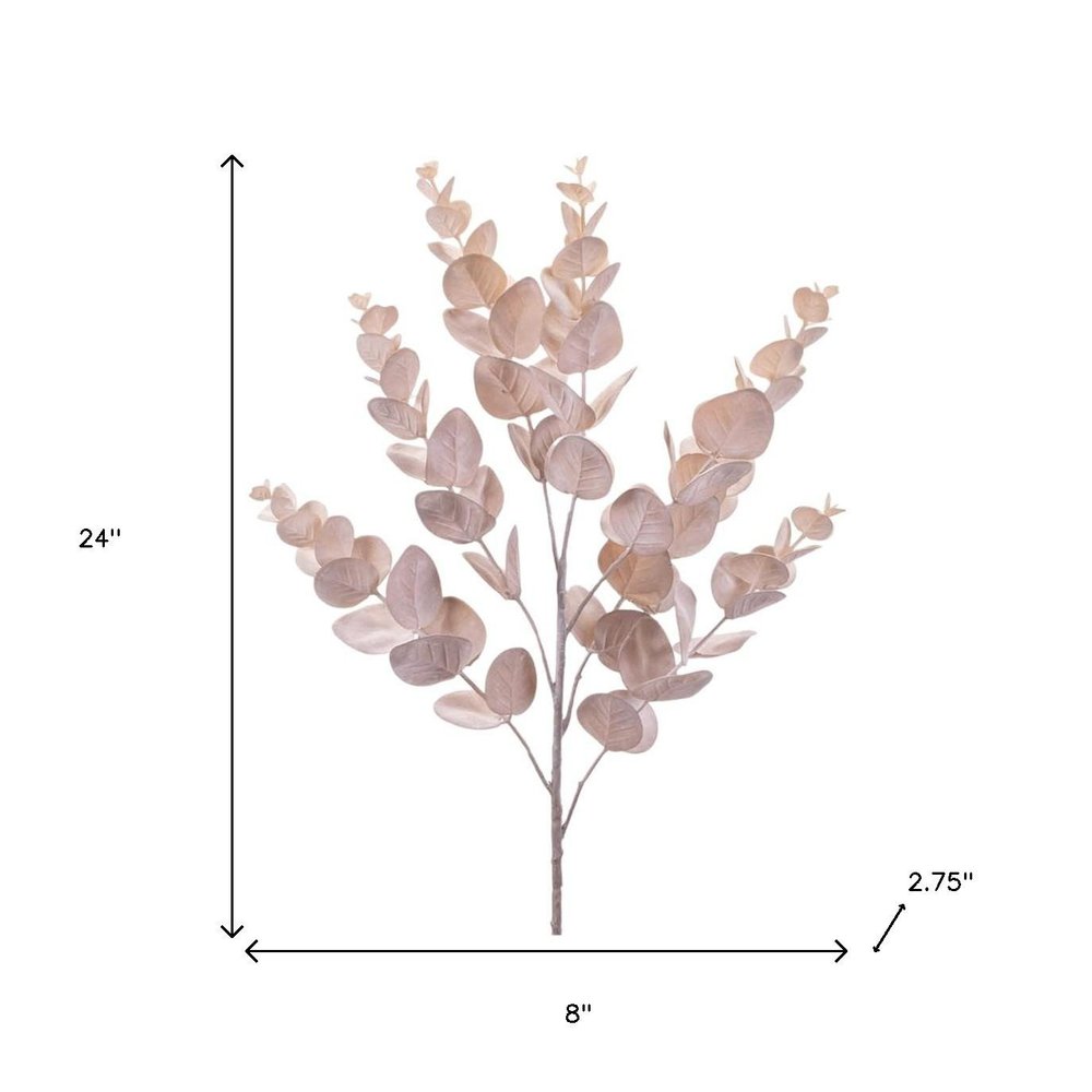 Set of Four 8" Beige And Brown Artificial Eucalyptus