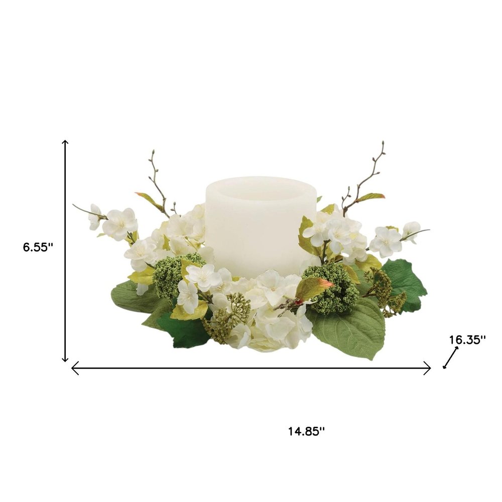 Set of Two 15" White Green And Brown Artificial