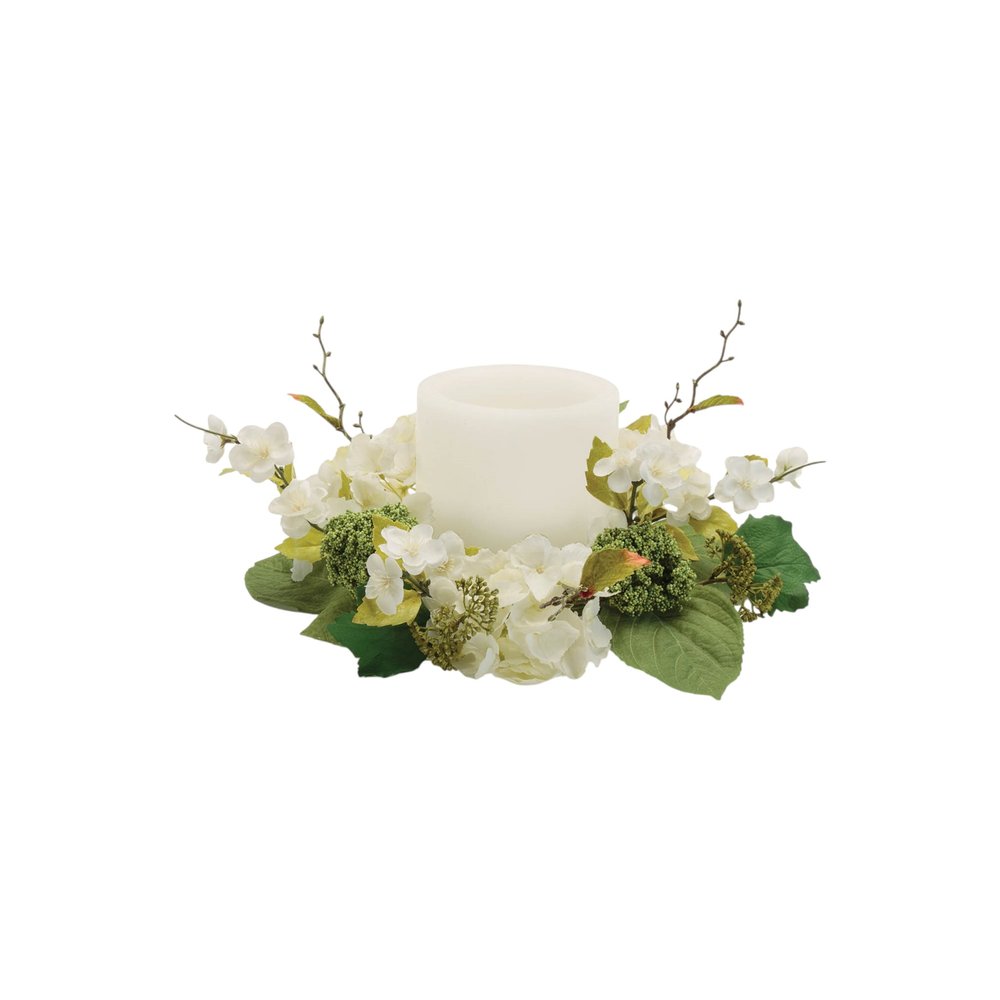 Set of Two 15" White Green And Brown Artificial