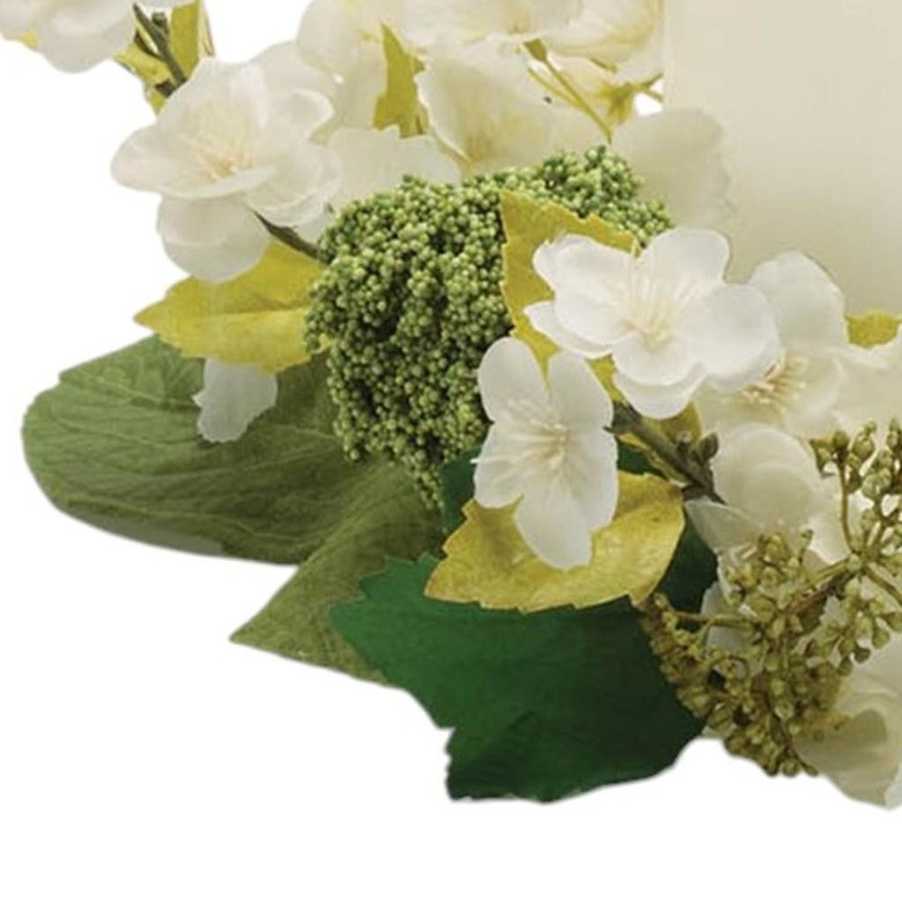 Set of Two 15" White Green And Brown Artificial
