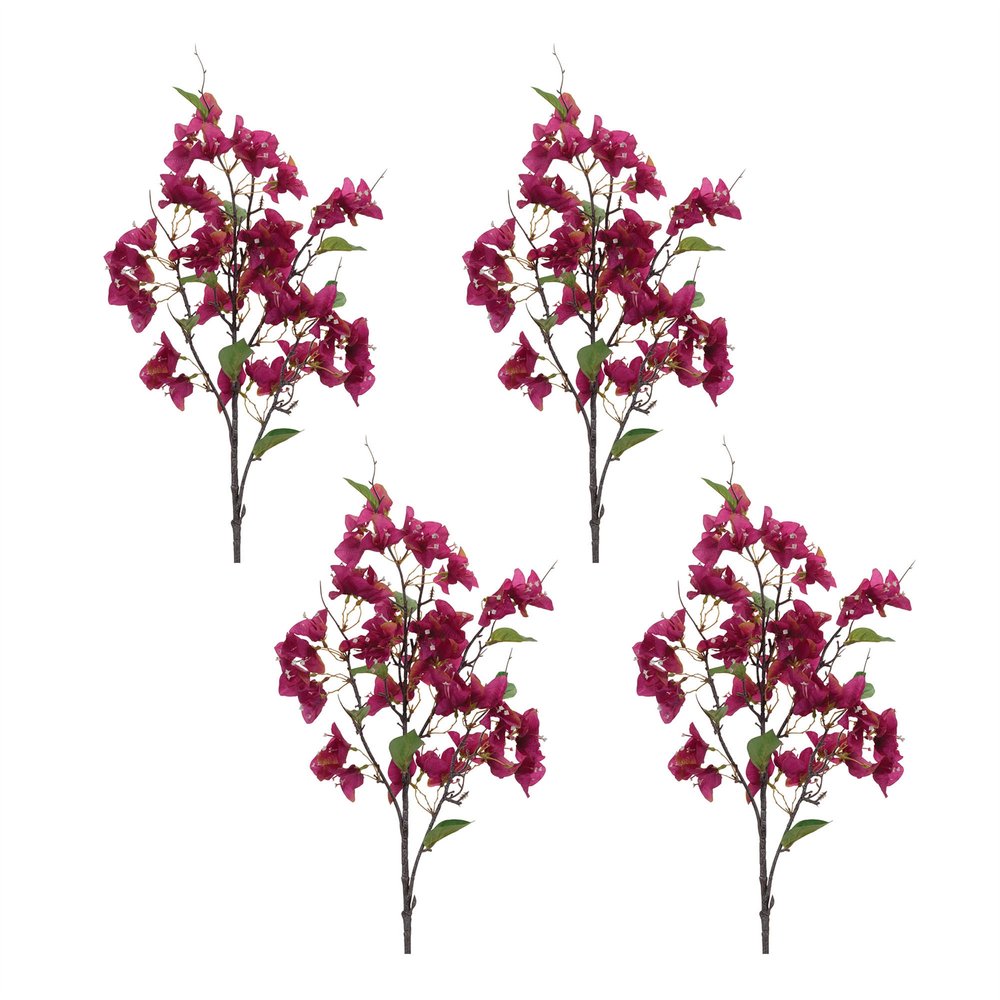 Set of Four 36" Purple Pink And Green Artificial Flowering
