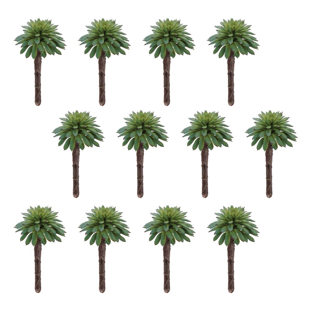 12 4" Green And Brown Artificial Succulent