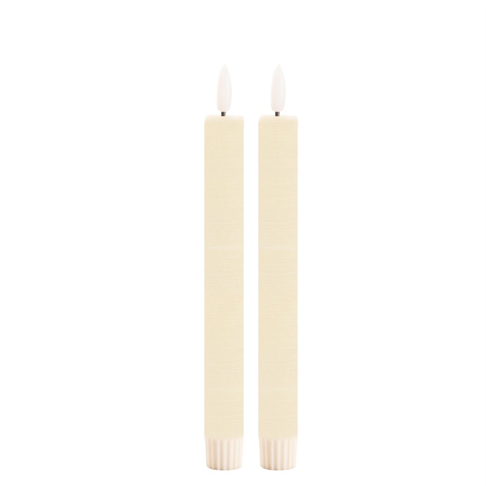 Set of Two Ivory Flameless Taper Candles