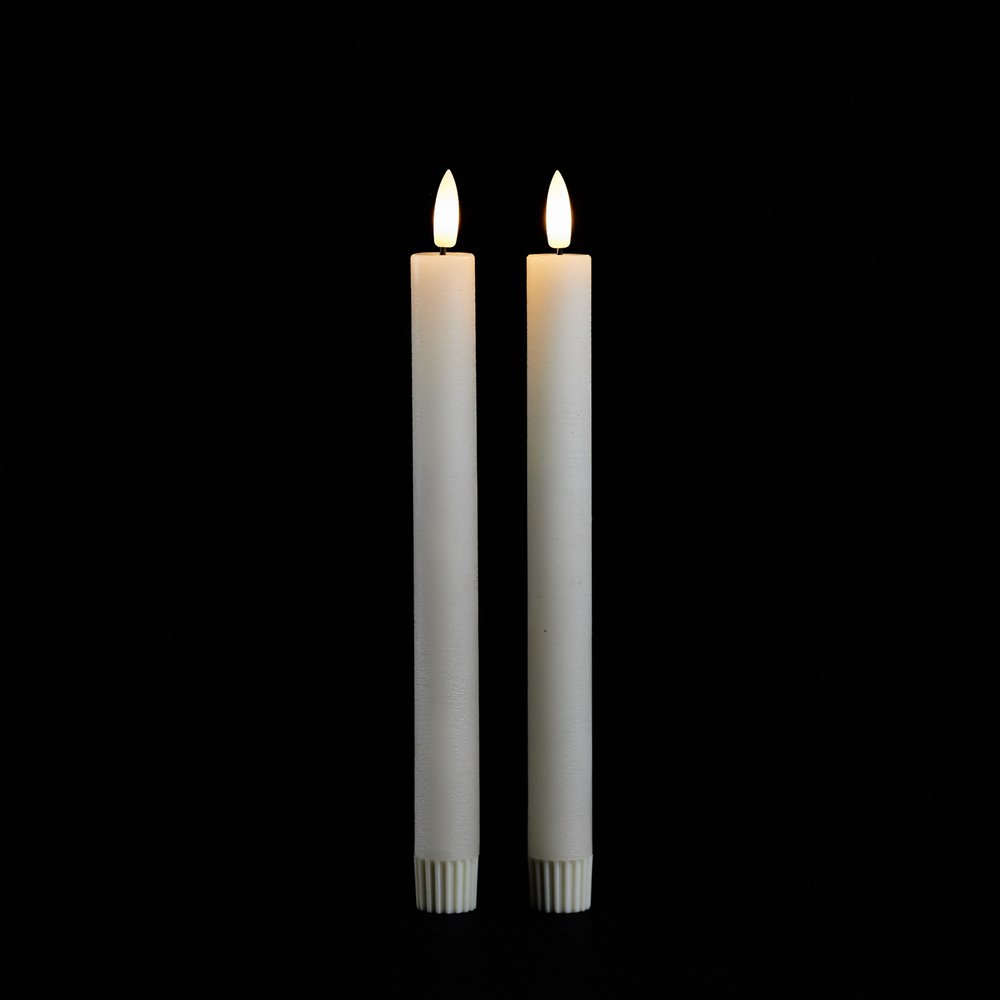 Set of Two Ivory Flameless Taper Candles